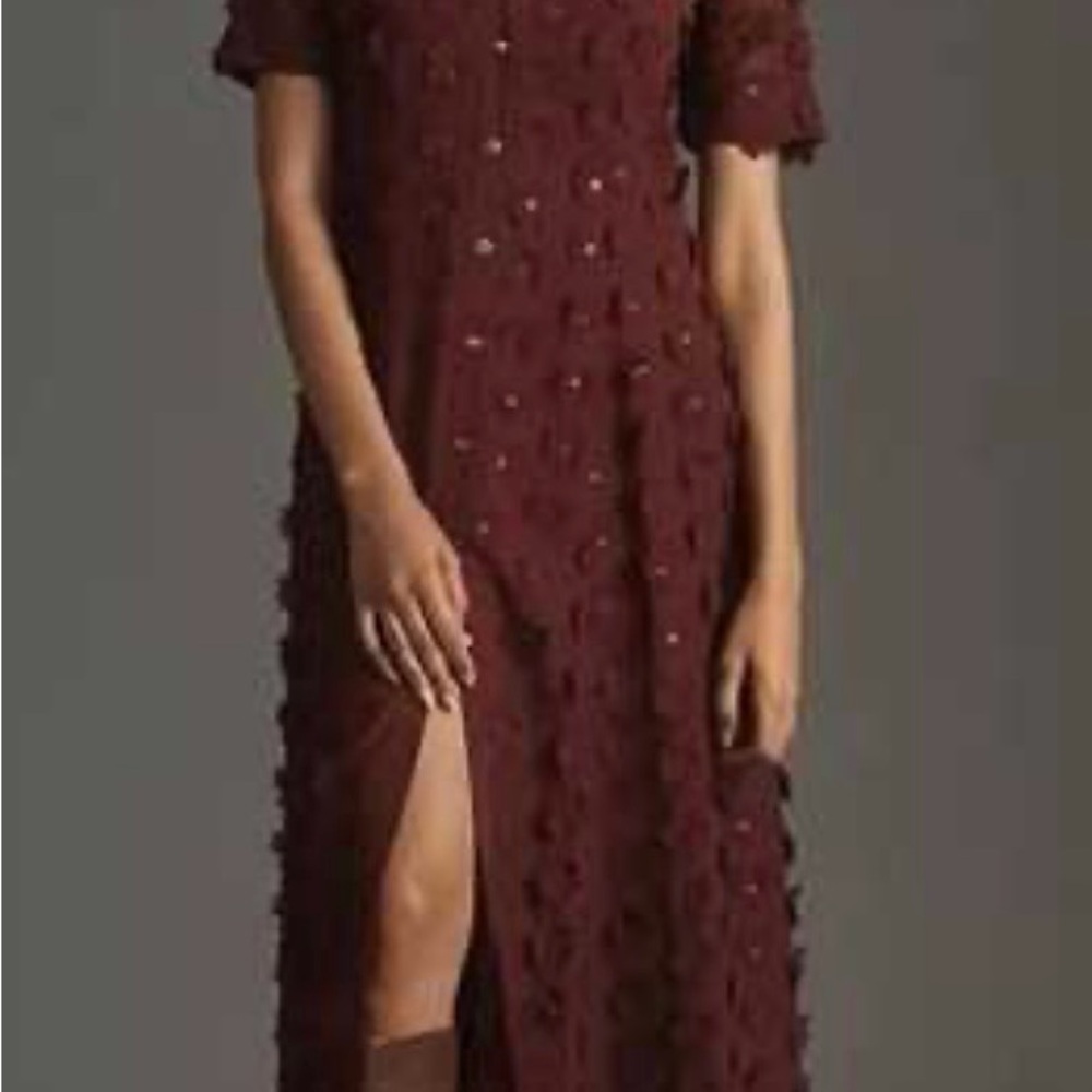 Anthropologie (Porridge) Deep Red Textured Long Sleeve Dress. Only worn once.